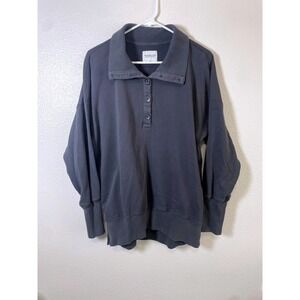 Abercrombie & Fitch Mens M Pullover Grey Excellent Soft A&F Button Fleece